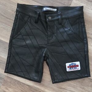 Black Faux Leather Patchwork Men’s Shorts - Cold Hearted Patch